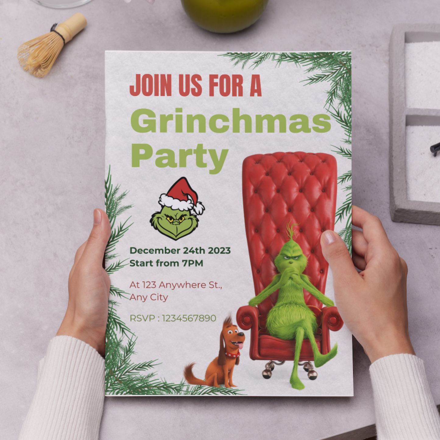 Grinchmas Christmas Party Invitation Template | Grinch Invite