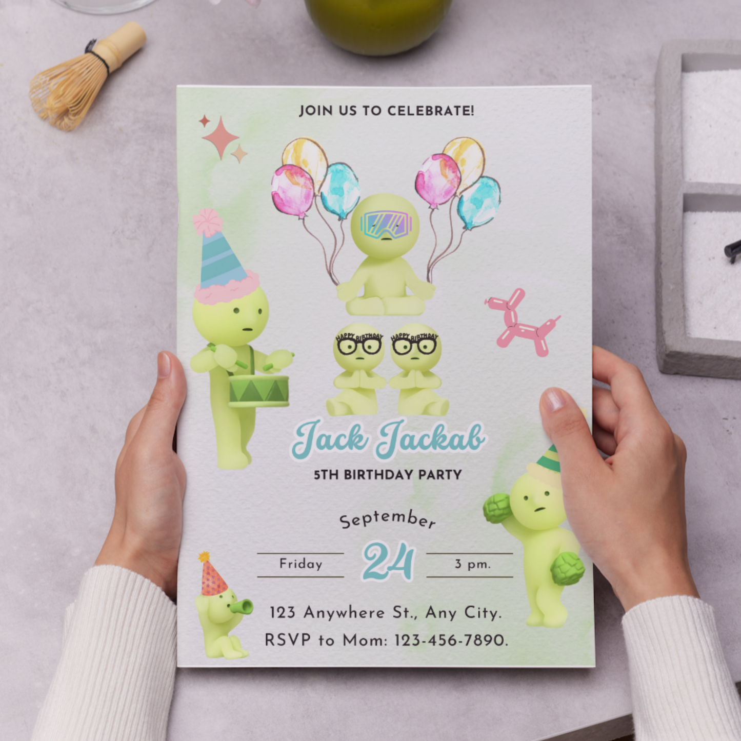 Smiski Birthday Invitation Template - CreativeRino