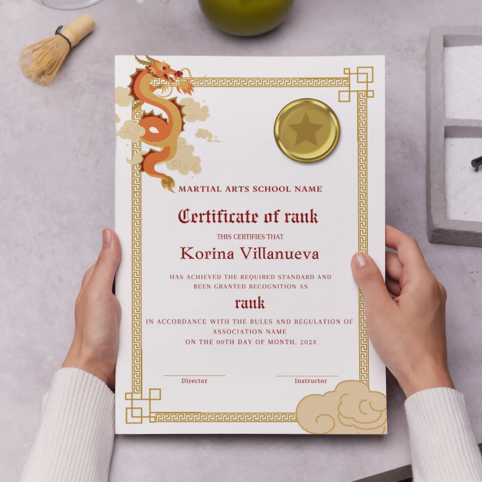 Certificate of Rank Template | Rank Certificate - CreativeRino