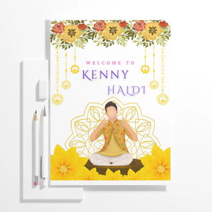 Maiyan Pithi Haldi Sign Template | Indian Wedding Welcome Sign - CreativeRino