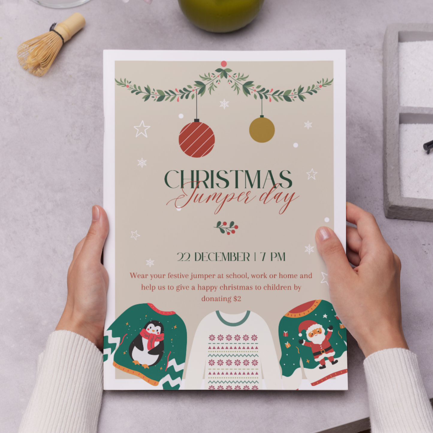 Christmas Jumper Day Invitation Template | Ugly Sweater Christmas Party Invite