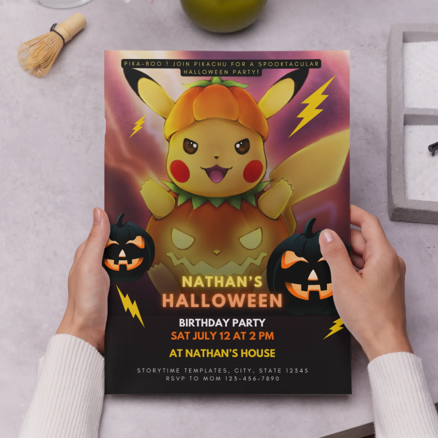 Pokemon Birthday Halloween Party Invitation Template - CreativeRino