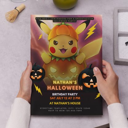 Pokemon Birthday Halloween Party Invitation Template - CreativeRino