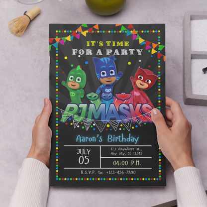PJ Masks Birthday Invitation Template - CreativeRino