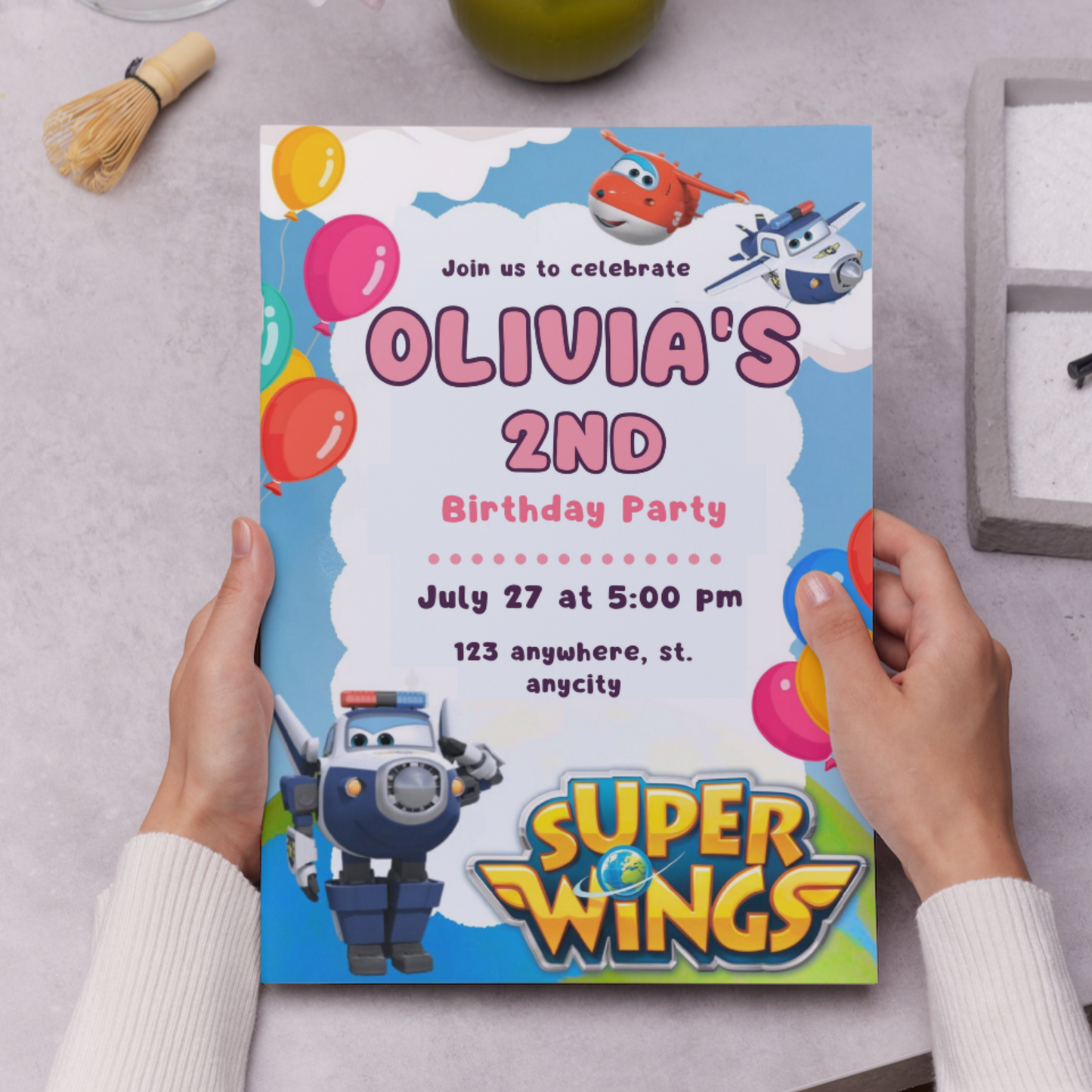 Super Wings Birthday Invitation Template