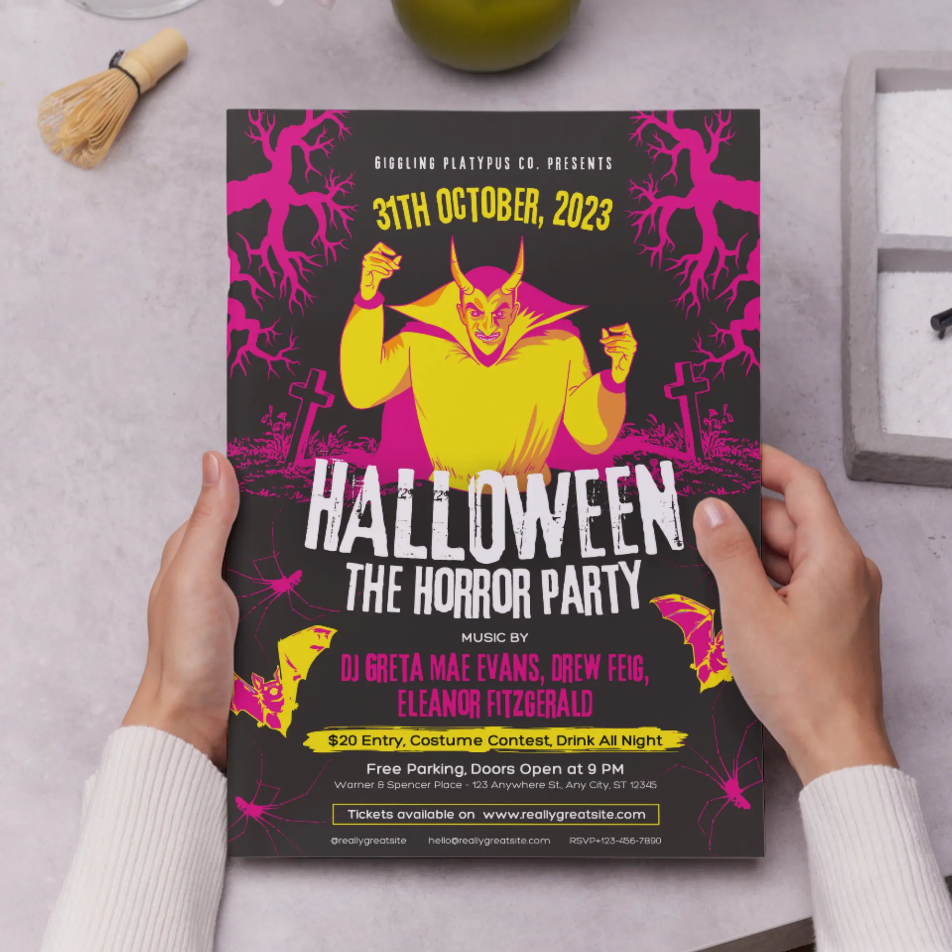 Horror Halloween Party Invitation Template - CreativeRino