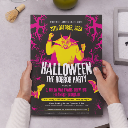 Horror Halloween Party Invitation Template - CreativeRino