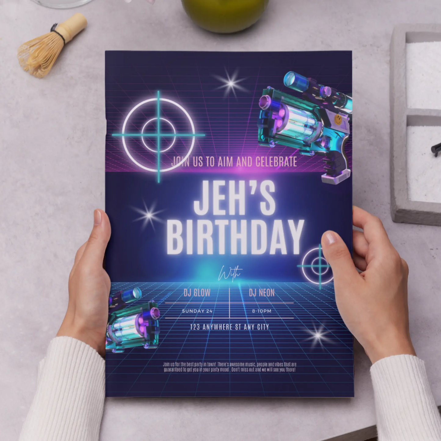 Laser Gun Birthday Invitation Template - CreativeRino