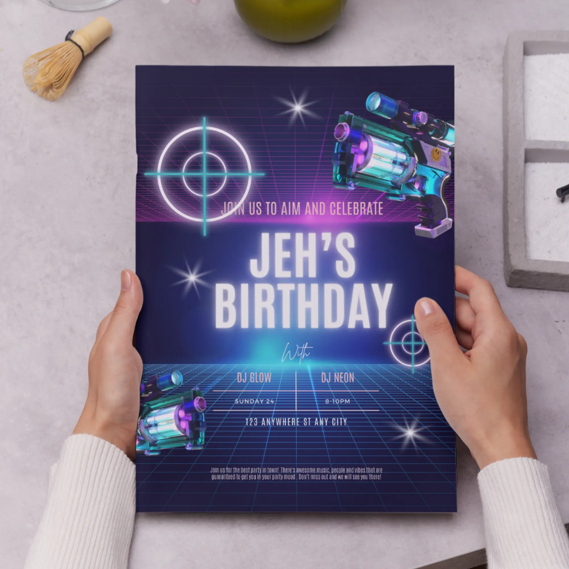 Laser Gun Birthday Invitation Template - CreativeRino