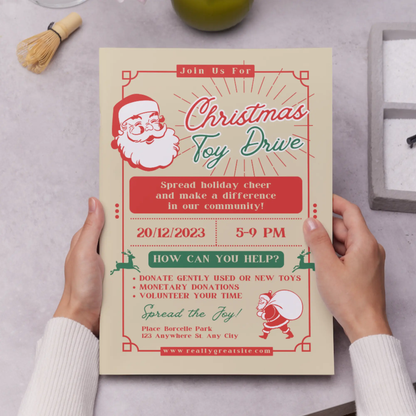 Christmas Toy Drive Flyer Template | Toy Drive Invitation - CreativeRino