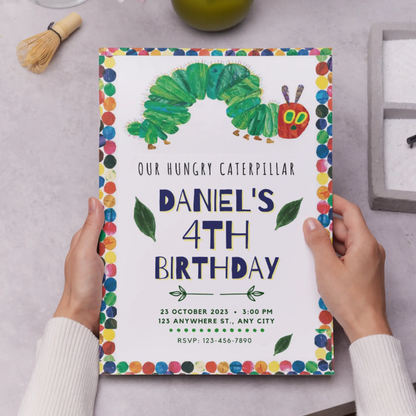 Very Hungry Caterpillar Birthday Invitation Template - CreativeRino