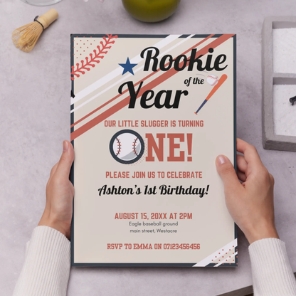 Baseball Birthday Invitation Template | Rookie of the Year - CreativeRino
