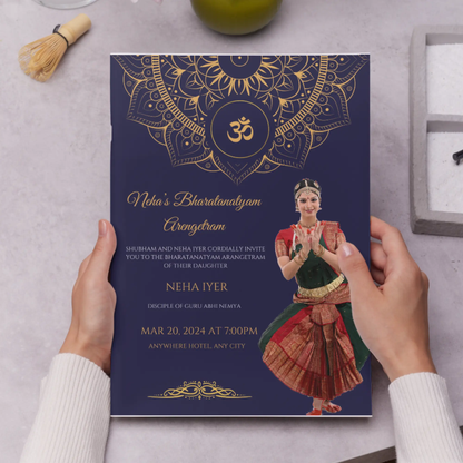 Arangetram Invitation Template | Indian Classical Dance Invite - CreativeRino
