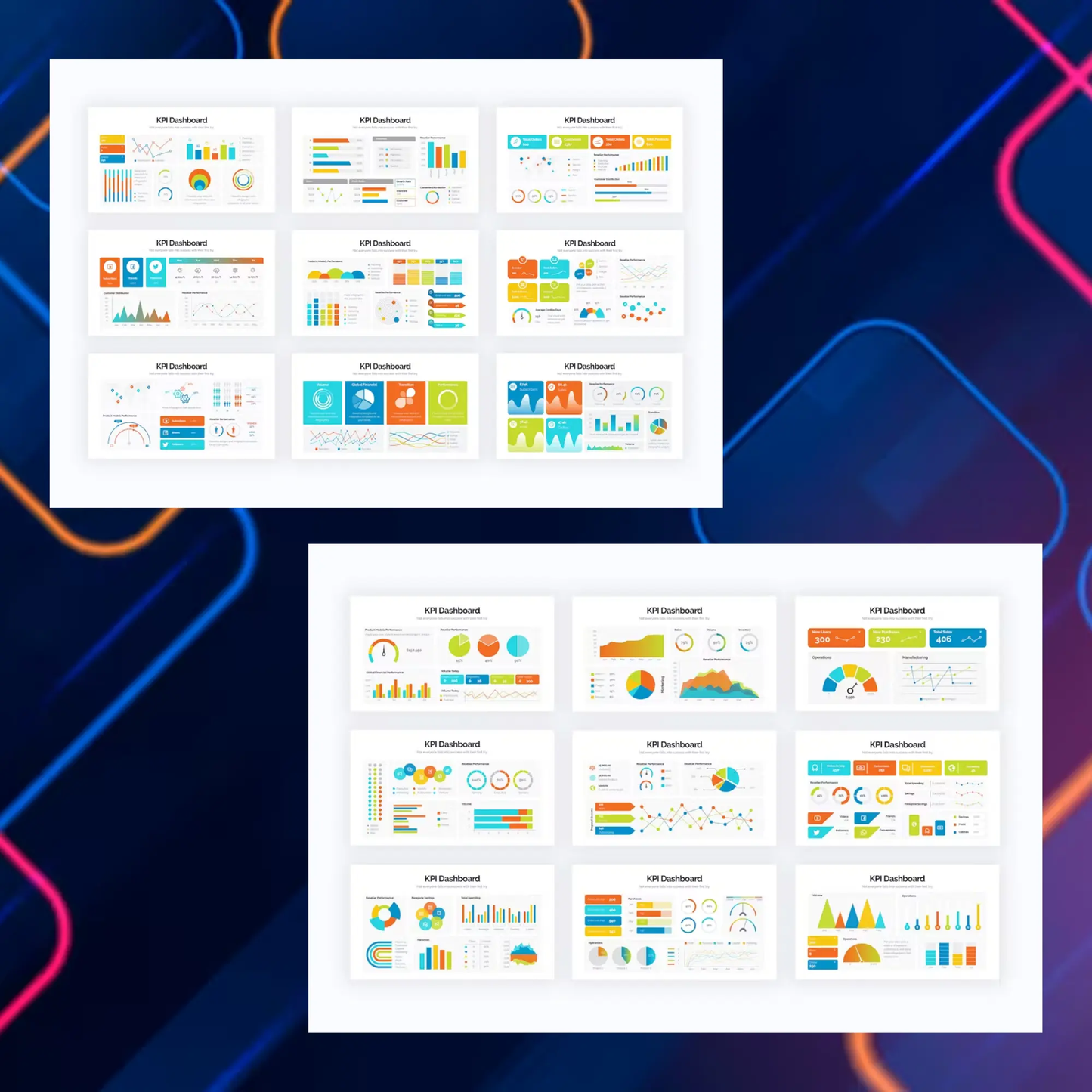 6 KPI Dashboard Keynote Presentation Template Bundle | Editable KPI Dashboard Template CreativeRino