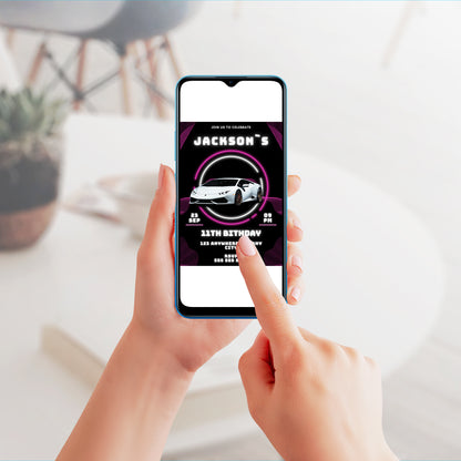 Lamborghini Sport Race Car Birthday Invitation Template - CreativeRino