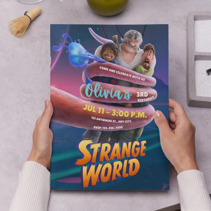 Strange World Birthday Invitation Template - CreativeRino