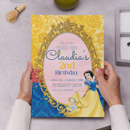 Princess Snow White Birthday Invitation Template - CreativeRino