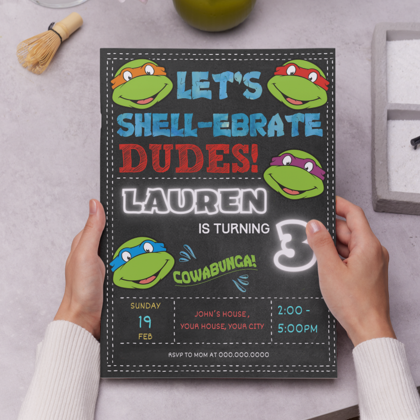 Teenage Mutant Ninja Turtles Birthday Invitation Template