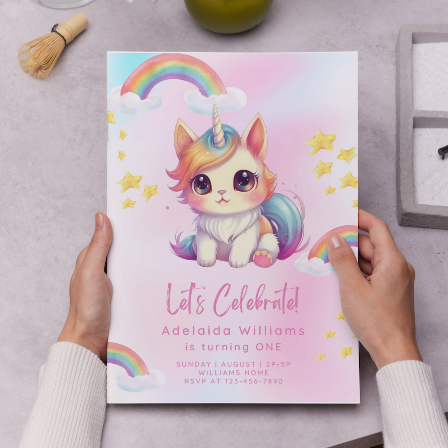 Caticorn Birthday Invitation Template