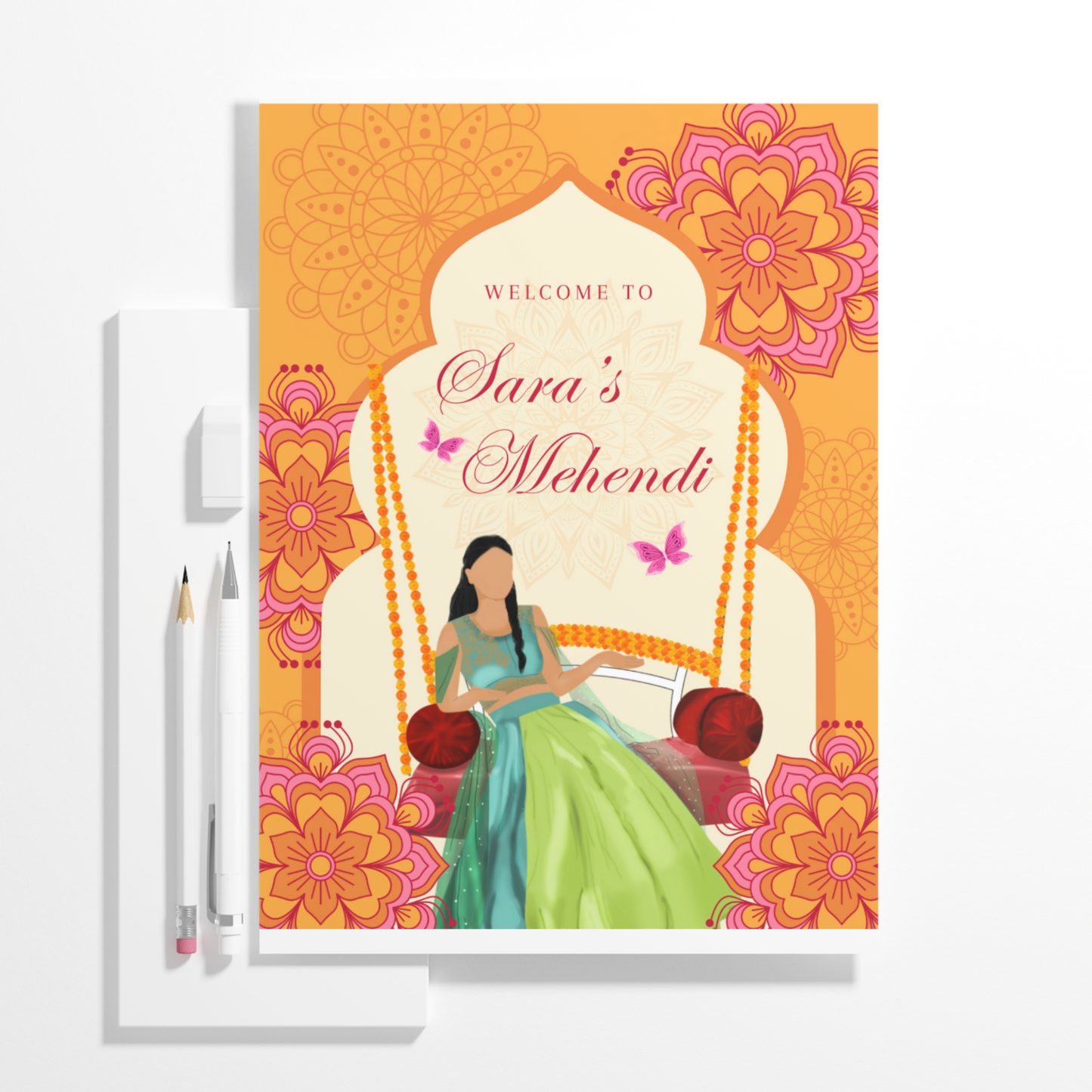 Mehndi Sign Template | Indian Wedding Welcome Sign