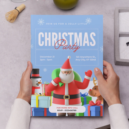 Santa Claus Christmas Party Invitation Template - CreativeRino