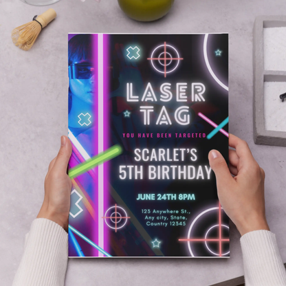 Laser Tag Gaming Birthday Invitation Template - CreativeRino