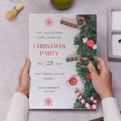 Peppermint Christmas Party Invitation Template - CreativeRino