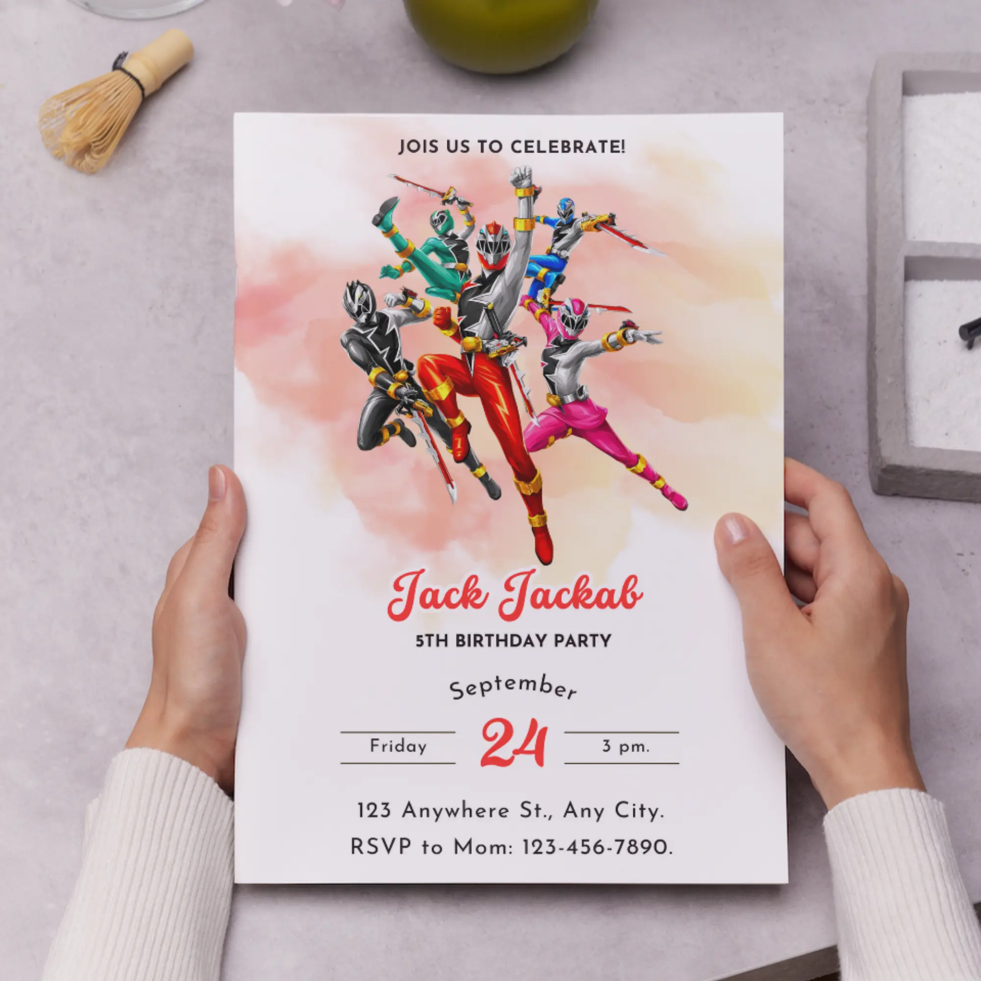Power Rangers Birthday Invitation Template - CreativeRino