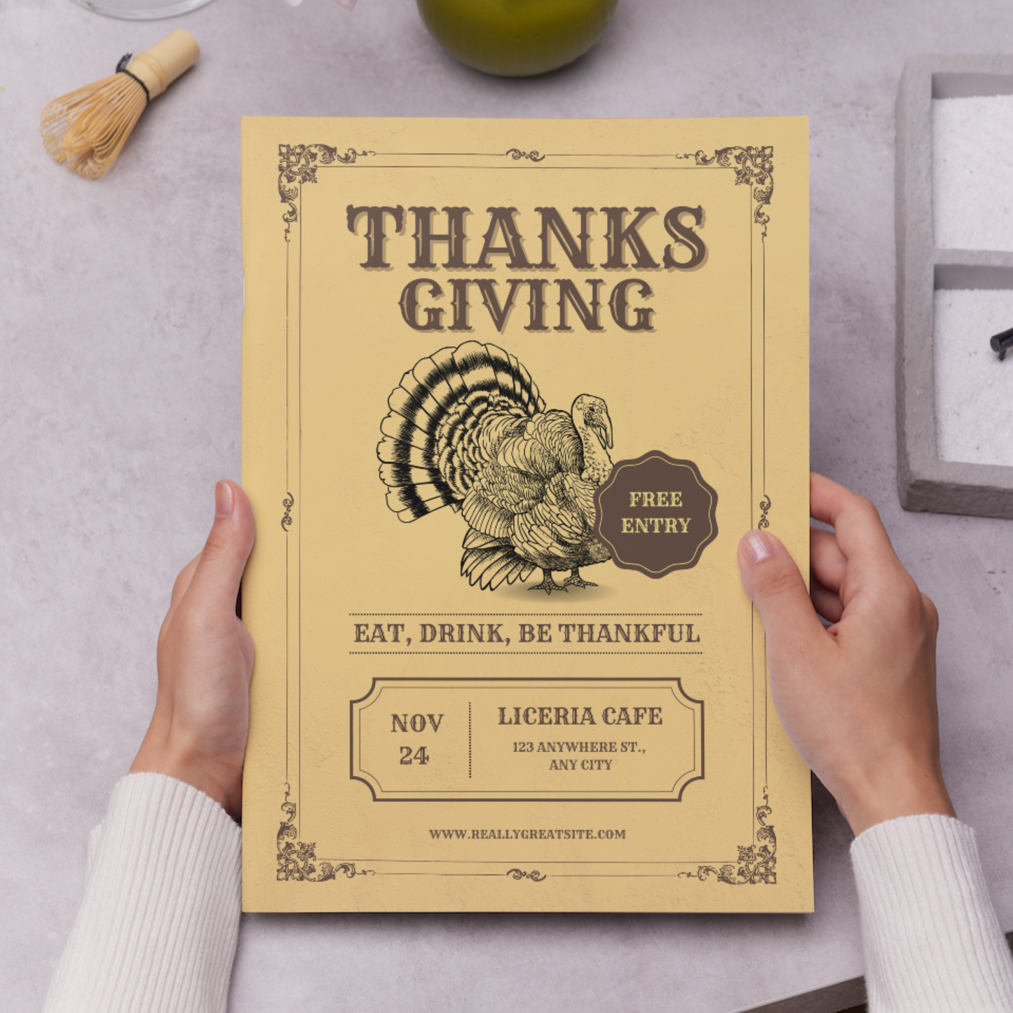 Little Turkey Thanksgiving Invitation Template