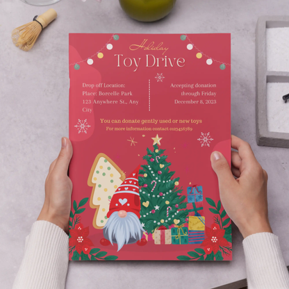 Christmas Toy Drive Flyer Template | Holiday Toy Drive Invitation - CreativeRino