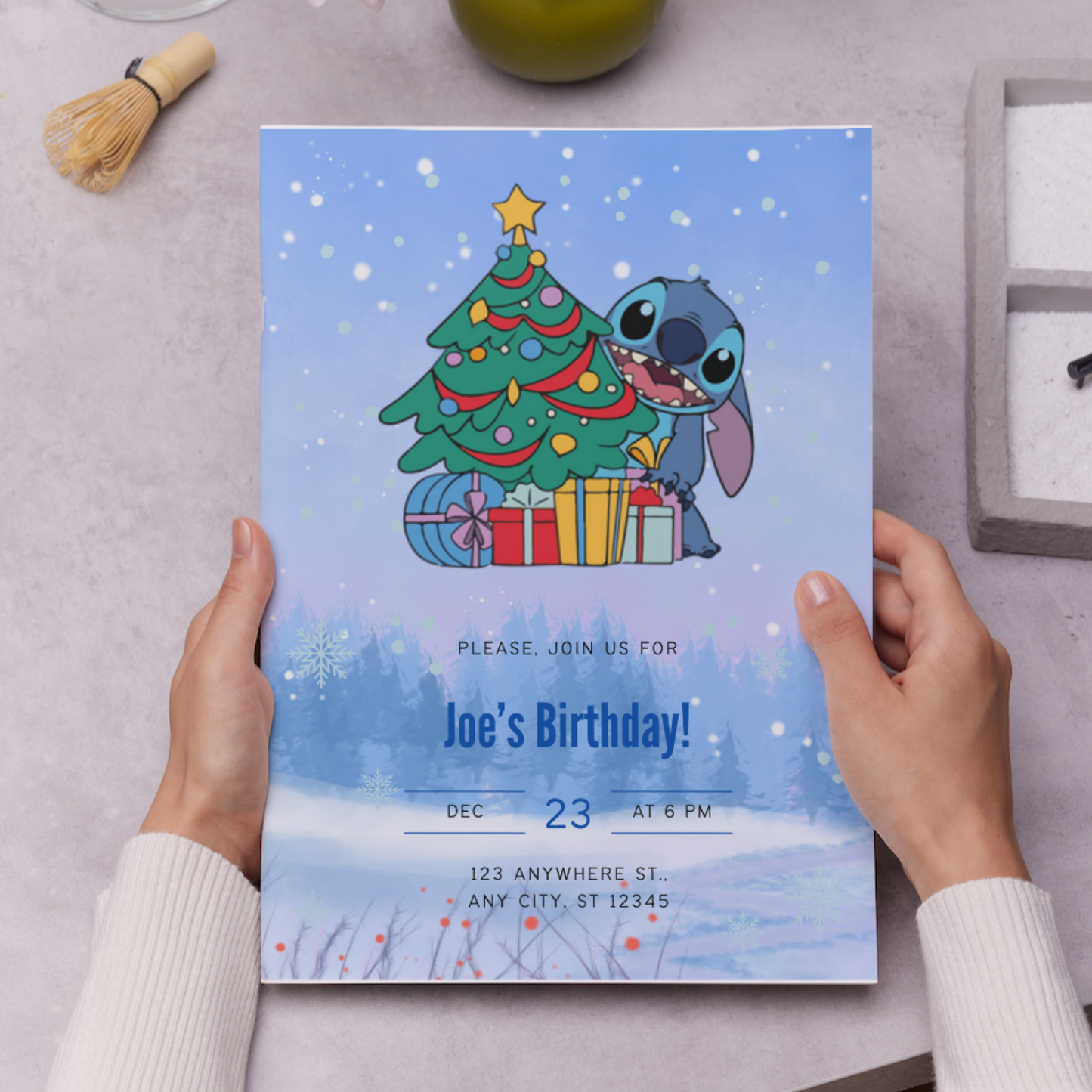 Stitch Christmas Birthday Invitation Template