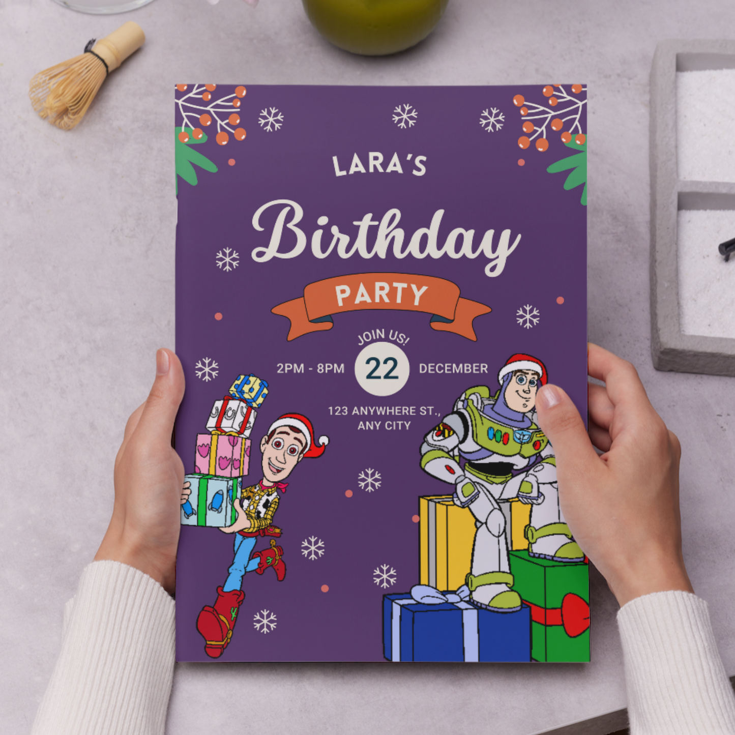 Buzz Lightyear and Woody Christmas Birthday Invitation Template | Toy Story Invite