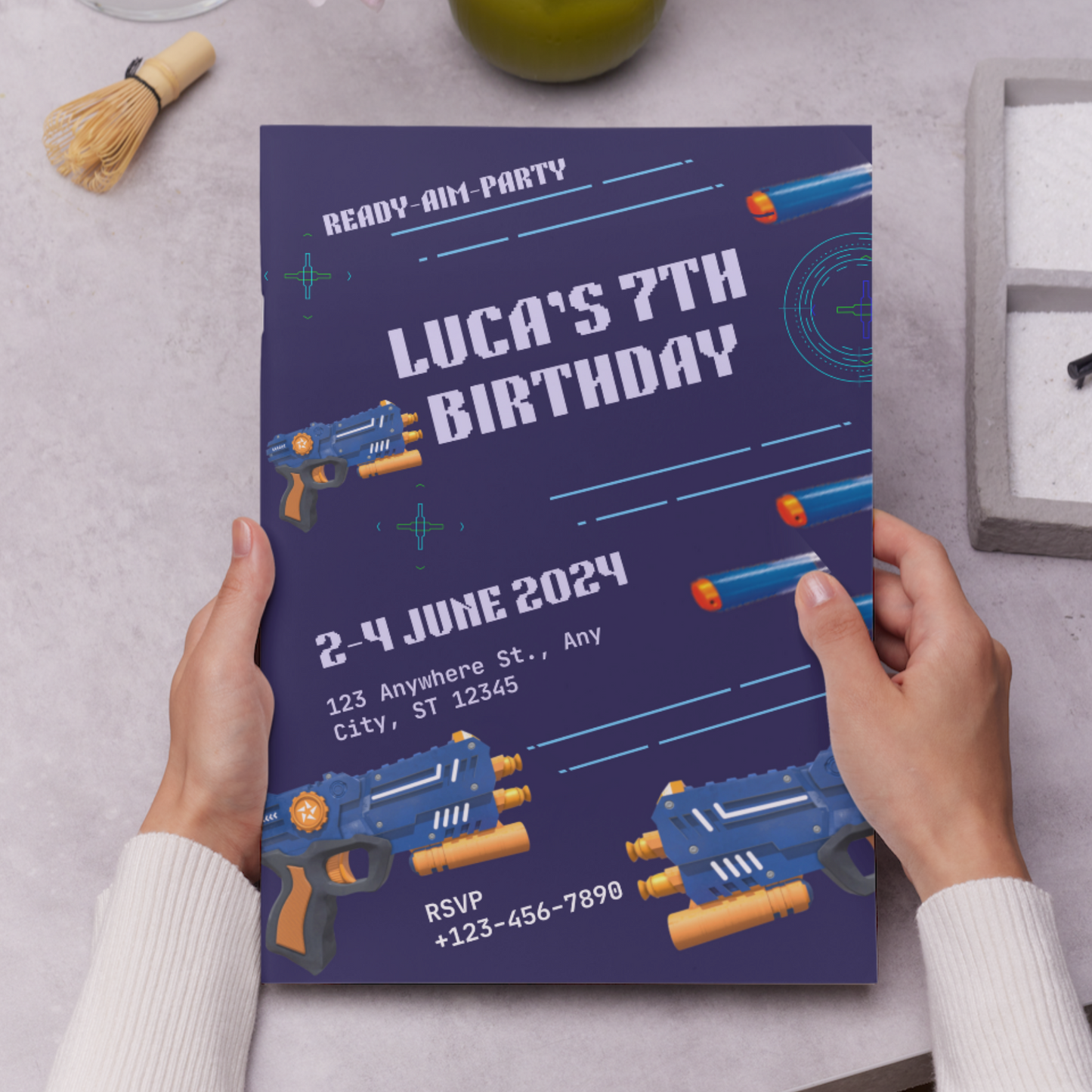 Nerf Dart Gun Birthday Invitation Template