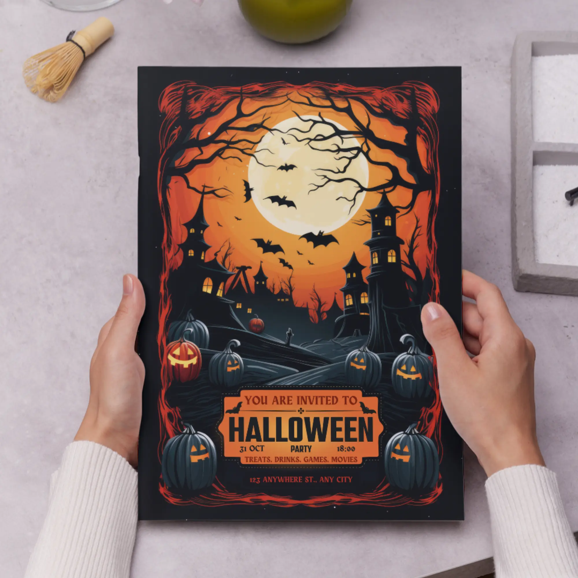 Pumpkin Horror Halloween Party Invitation Template - CreativeRino