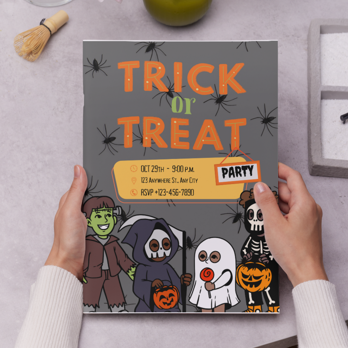 Halloween Trick or Treat Invitation Template | Halloween Trick or Treat Flyer