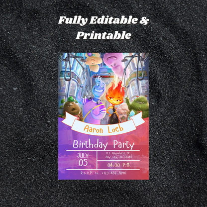 Elemental Birthday Party Invitation Template - CreativeRino