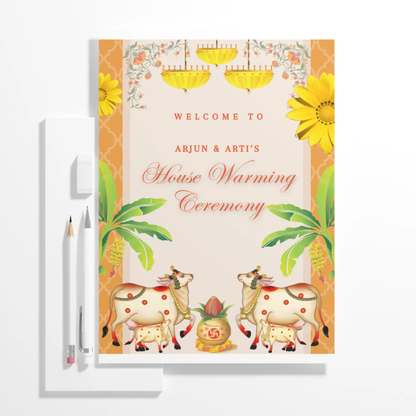 Gruhapravesham Welcome Sign Template | Indian Housewarming Welcome Sign - CreativeRino