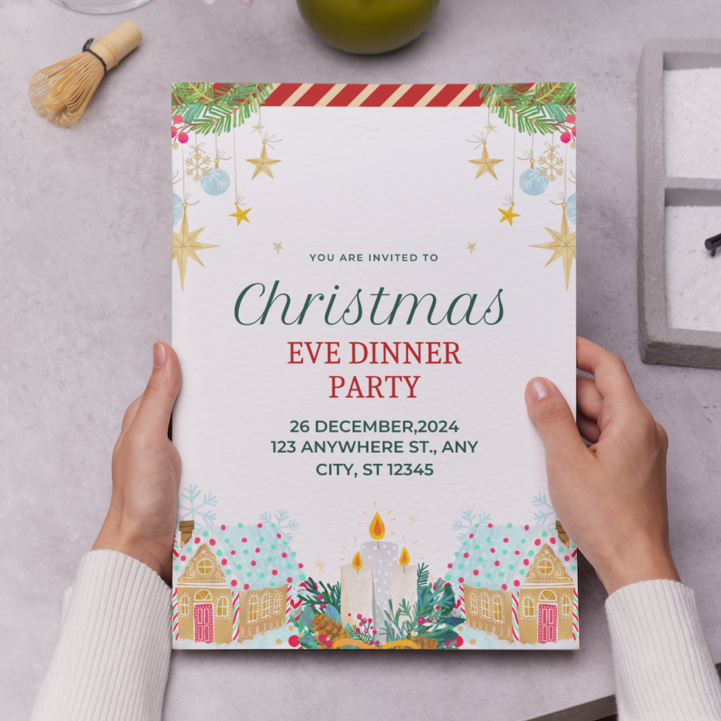 Christmas Eve Dinner Party Invite Template