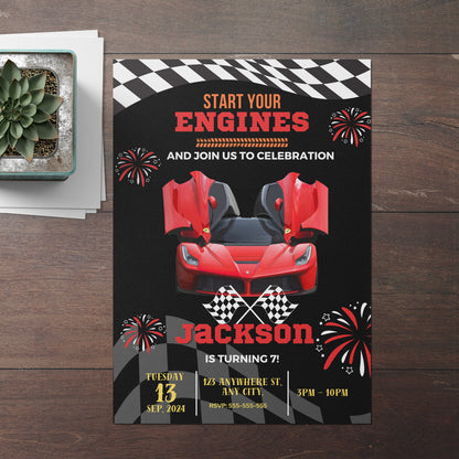 Ferrari Sport Race Car Birthday Invitation Template - CreativeRino