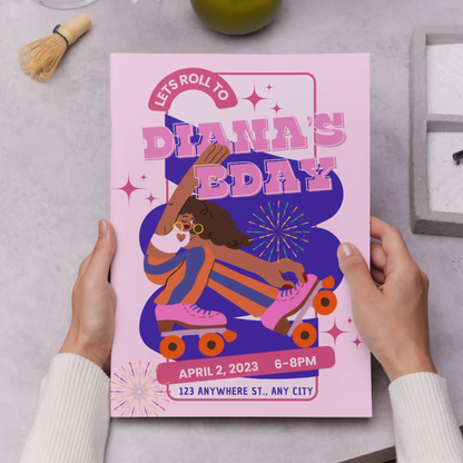 Roller Skates Skating Birthday Invitation Template - CreativeRino