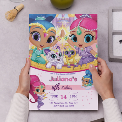 Shimmer and Shine Birthday Invitation Template - CreativeRino