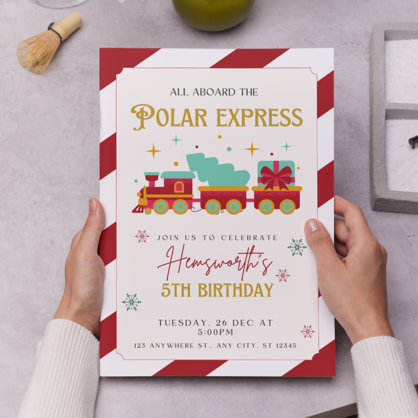 Christmas Polar Express Train Birthday Invitation Template