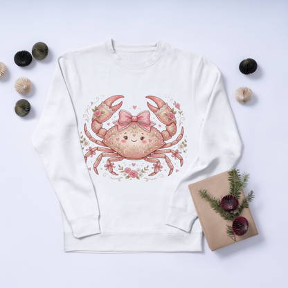 Preppy Patchwork Coquette Crab PNG – Cute Coastal Bow Crab Digital Download CreativeRino