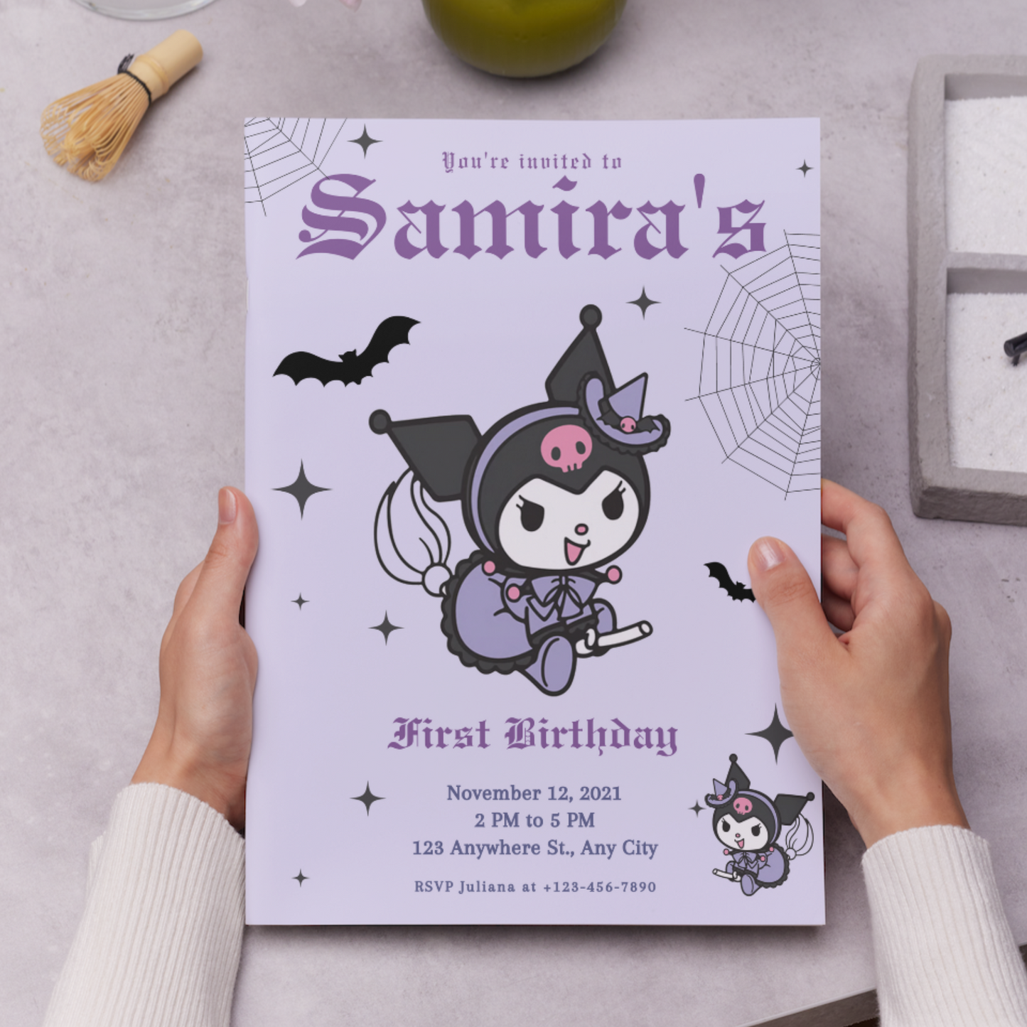 Sanrios Kuromi Kawaii Kitty Birthday Invitation Template