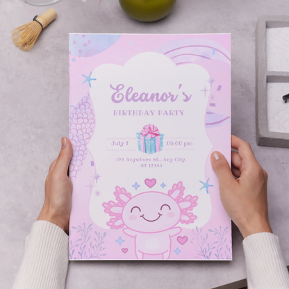 Axolotl Birthday Invitation Template - CreativeRino