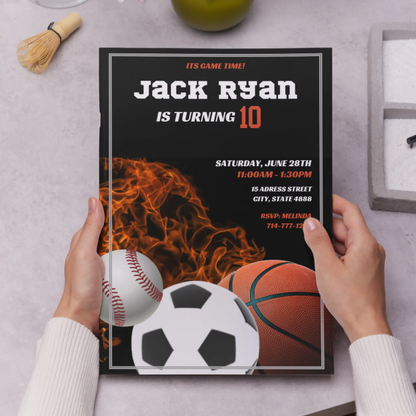 Sports Birthday Invitation Template - CreativeRino