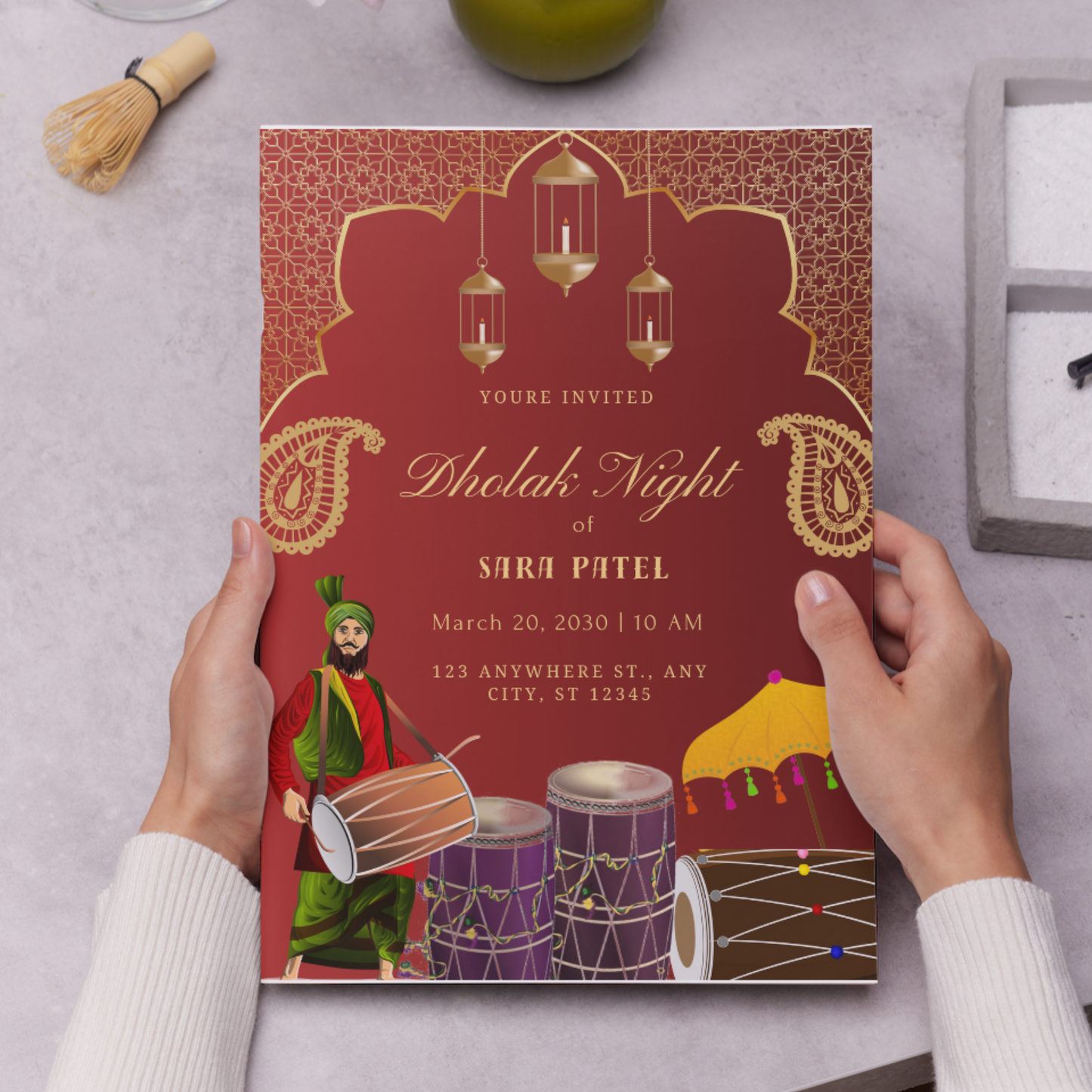 Dholki Dholak Wedding Invitation Template