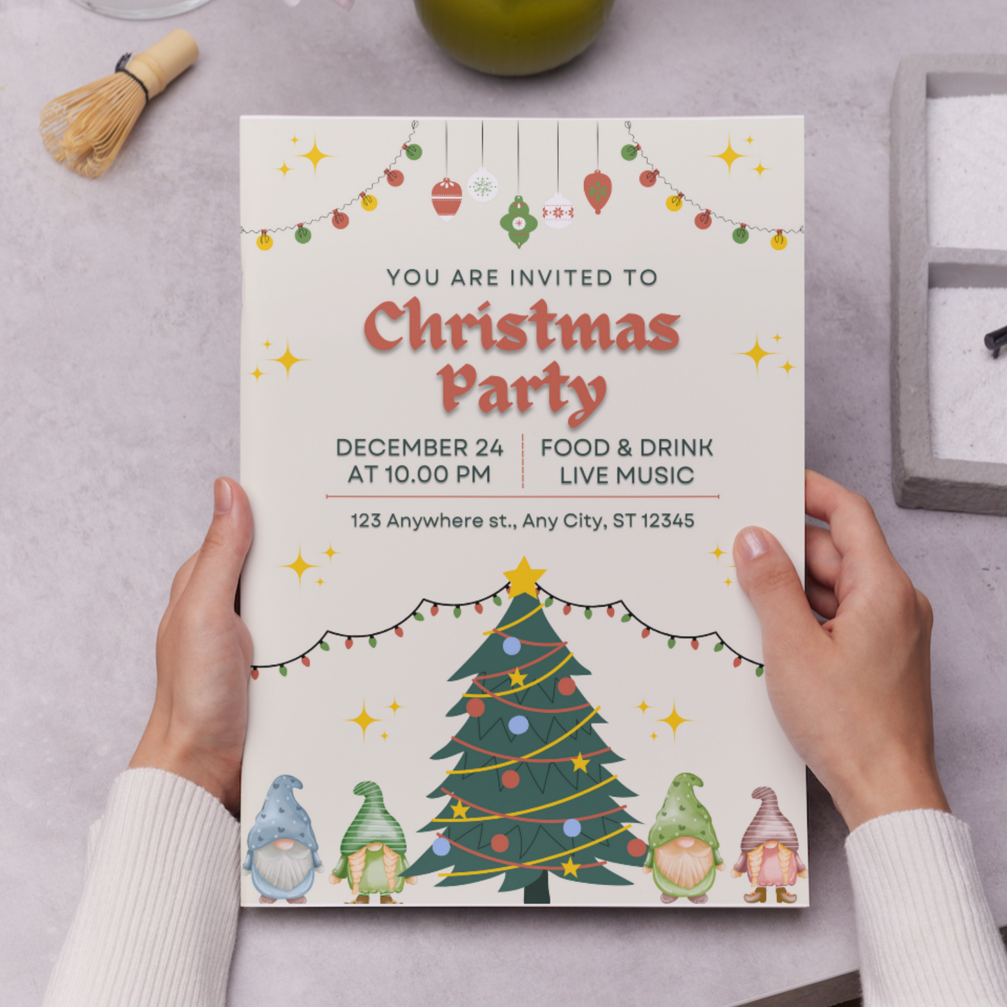 Gnome Christmas Party Invitation Template