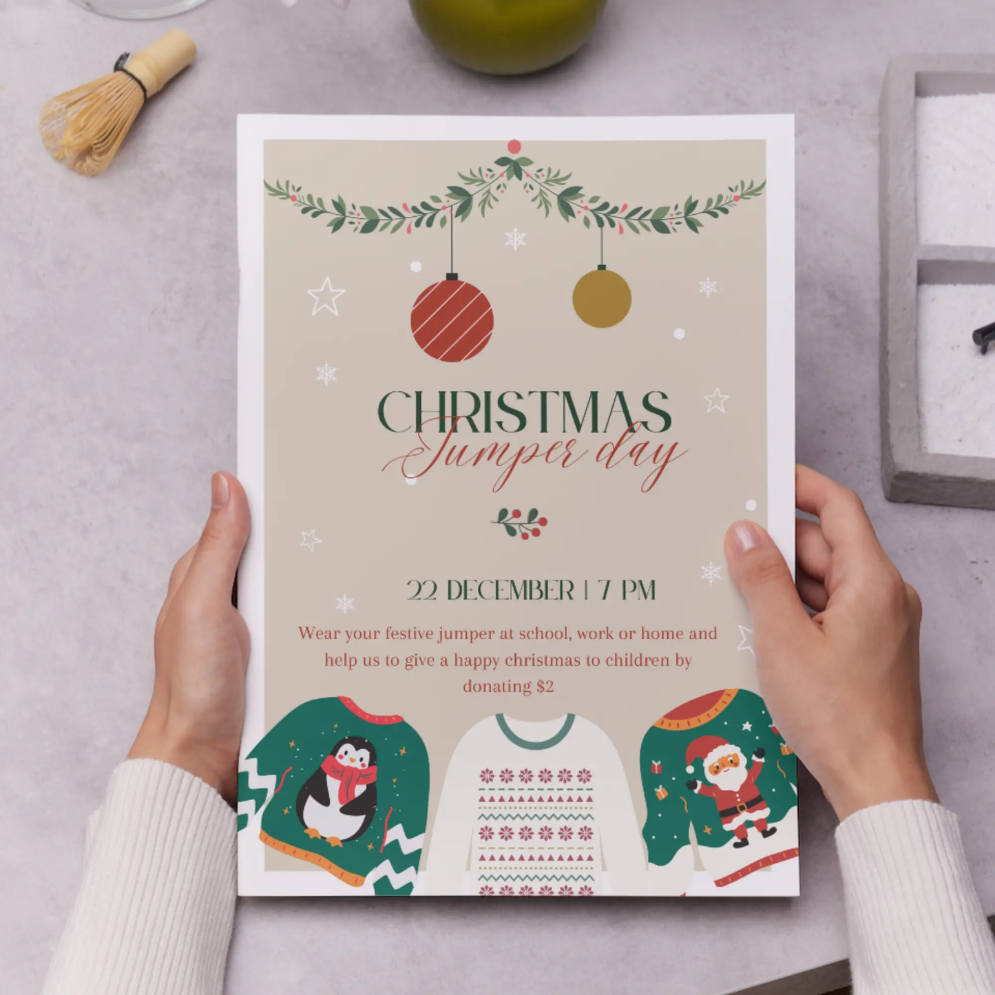 Christmas Jumper Day Invitation Template | Ugly Sweater Christmas Party Invite - CreativeRino