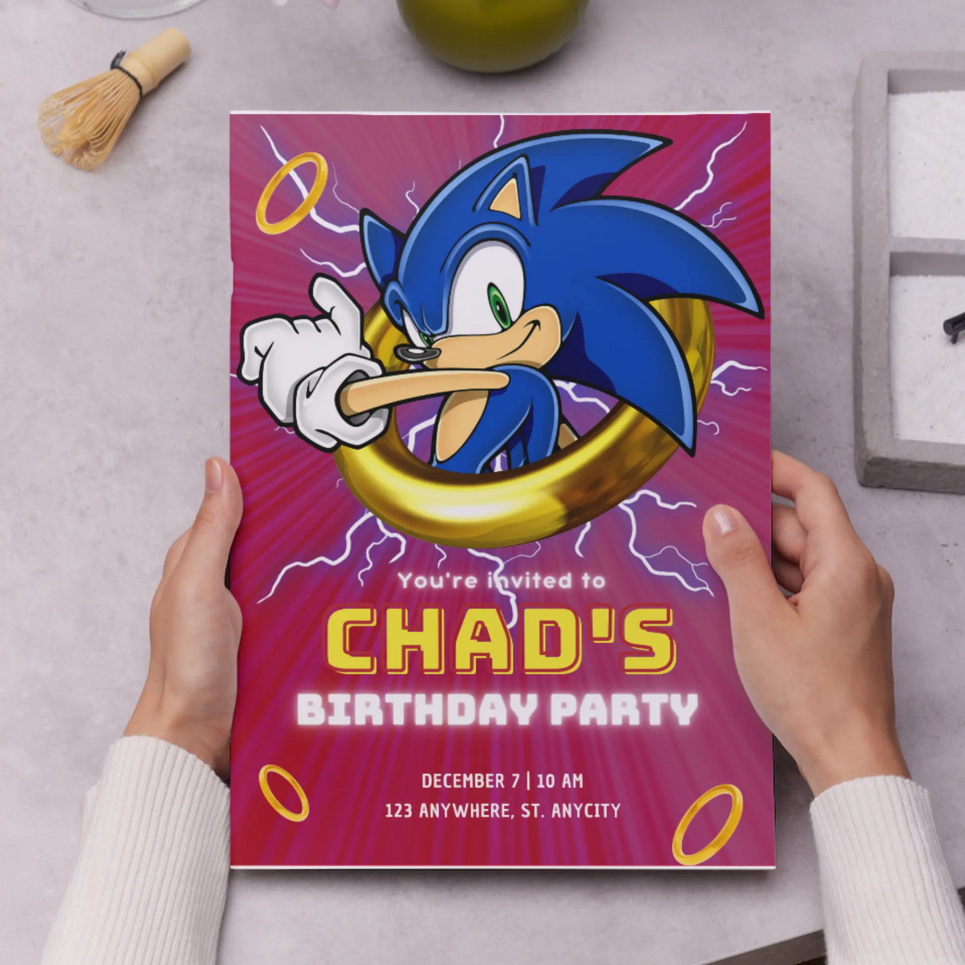 Sonic the Hedgehog Birthday Invitation Template - CreativeRino